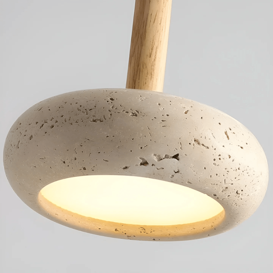 TranquilHalo – LED Retro Ceiling Light made of Stone & Wood