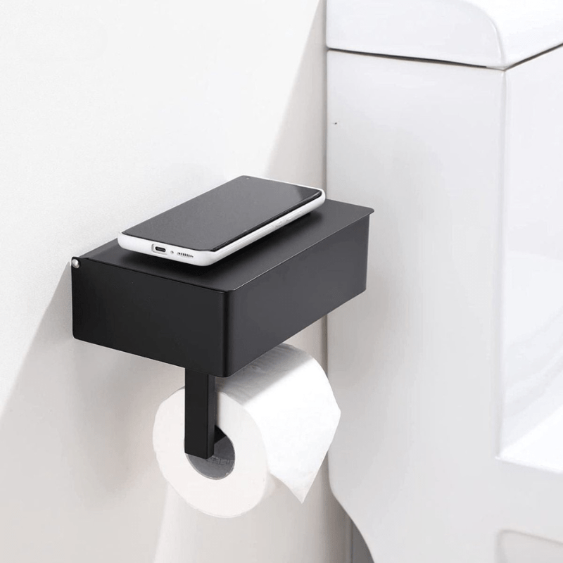 STAHLDELUXE Toilet Holder – Stainless Steel Toilet Paper Holder with Waterproof Storage Compartment for Mobile Phone & Toiletries