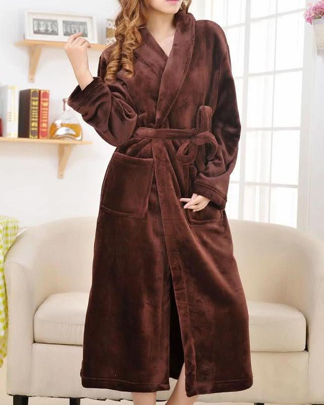 VelvetAura - Women's Long Premium Fleece Bathrobe