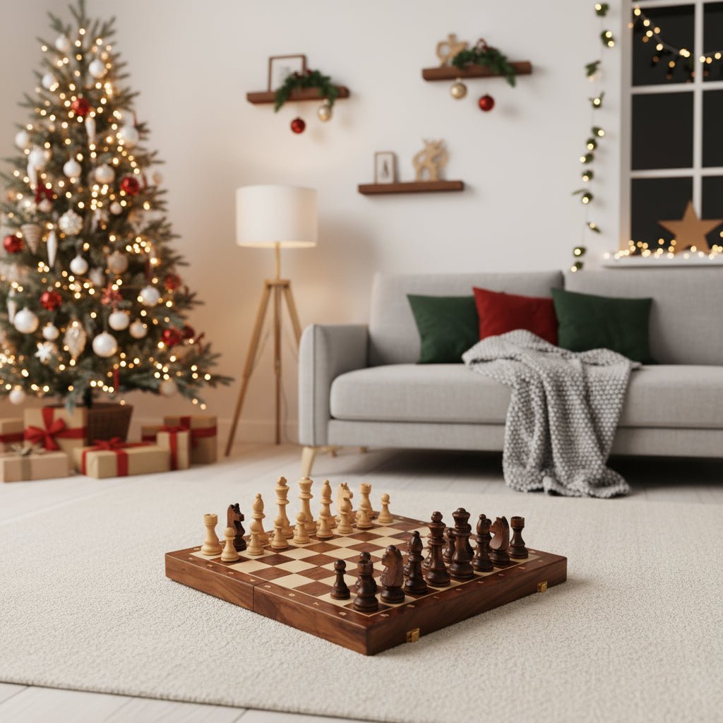 WALNORIS – Premium-Schachset aus Holz mit klassischem, klappbarem Walnussholzbrett 3