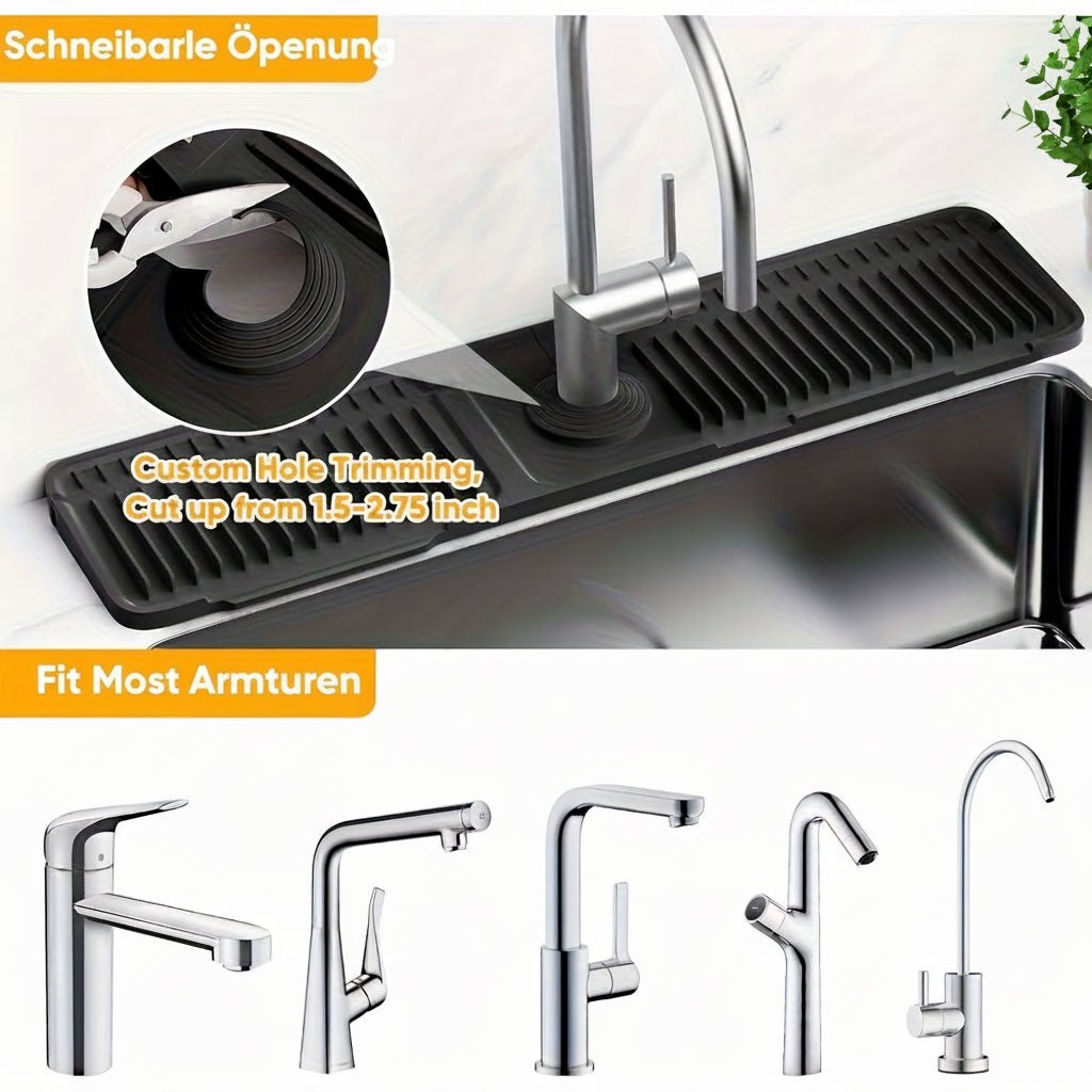 WATERWISE - 24-Zoll Spülbeckenmatte mit Schnellablauf und verstellbarem Loch 3