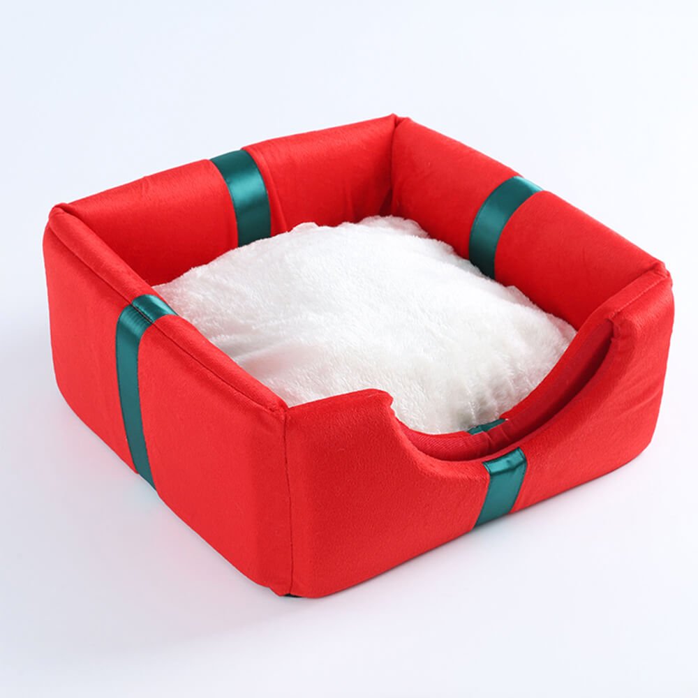 WINTERNAP – Halbgeschlossenes Hunde- und Katzenbett mit weihnachtlichem Thema und rutschfester Unterseite 6