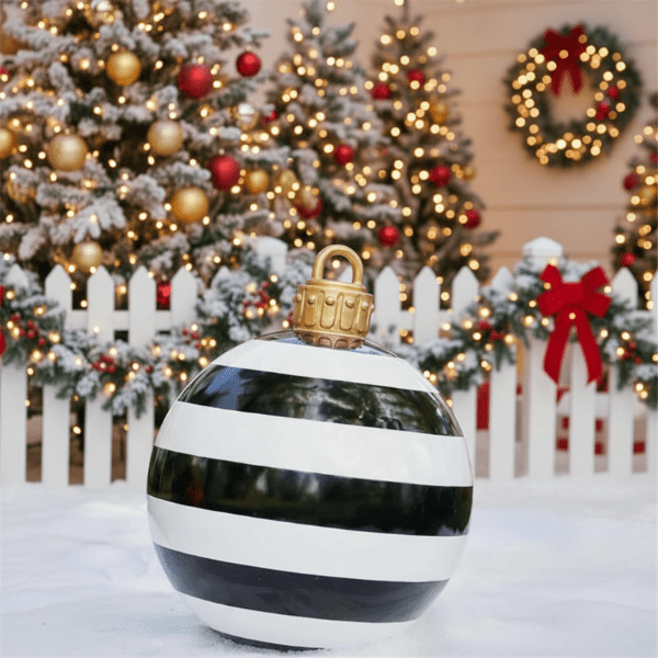Wetterfeste Weihnachtskugeln 60 cm - Aufblasbare Christbaumkugeln aus PVC, Set für Innen- und Außendekoration 0