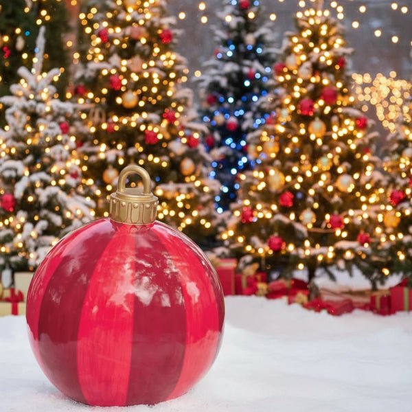 Wetterfeste Weihnachtskugeln 60 cm - Aufblasbare Christbaumkugeln aus PVC, Set für Innen- und Außendekoration 2