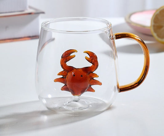 SUNNY JOY Trinkglas Krabbe – Verspieltes Borosilikatglas Mit 3D-Effekt
