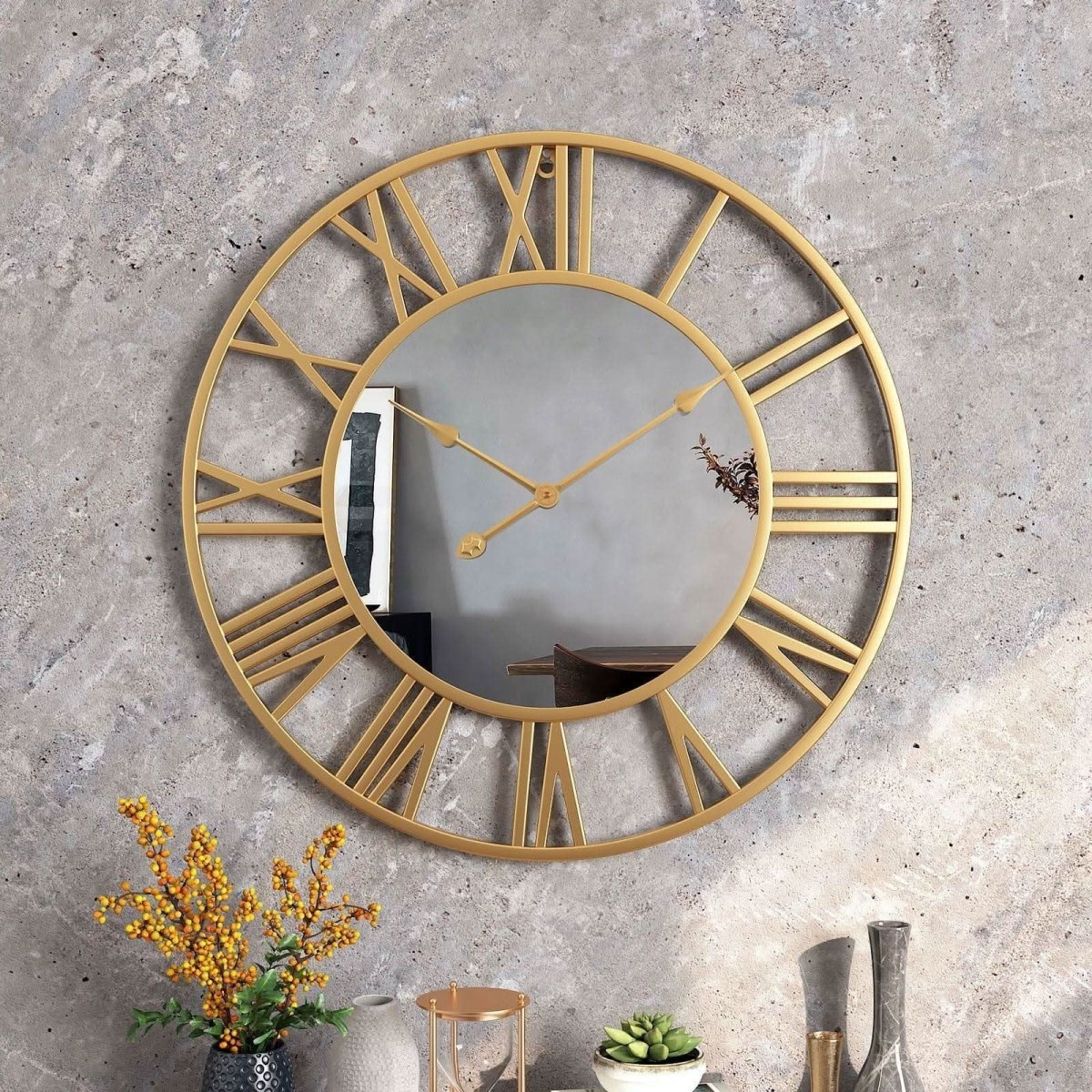 RAVENELLE Wall Clock Open Dial Roman Numerals Modern Design Elegant Clock For Living Area