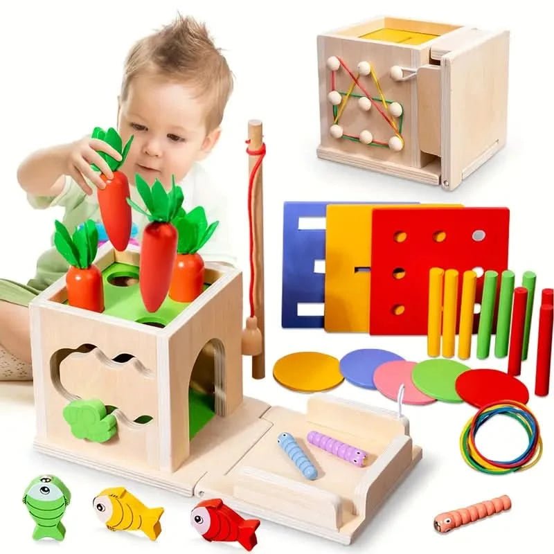 KleinerPfad Play Cube – 8-in-1 Montessori Wooden Activity Cube for Babies