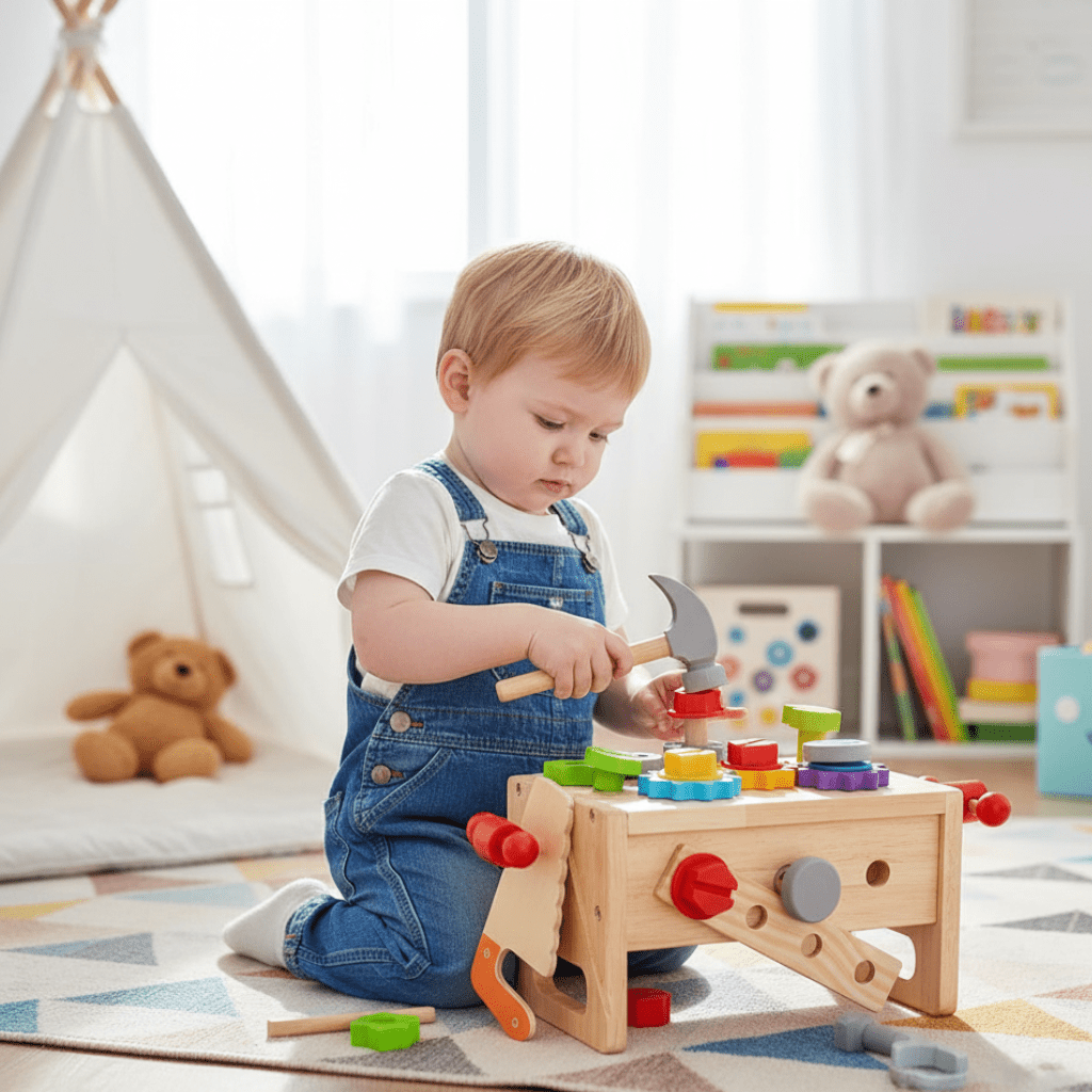 Wooden Craft Kids Tool Box - Wooden Tool Box Creative Play Motor Skills From 6 Months