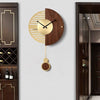 CHANCELLE Pendulum Clock Half-Moon Design Wood Bamboo Room Elegance Charm