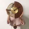 CHANCELLE Pendulum Clock Half-Moon Design Wood Bamboo Room Elegance Charm
