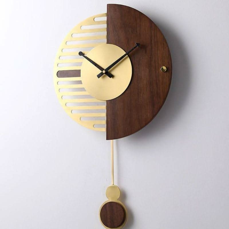 CHANCELLE Pendulum Clock Half-Moon Design Wood Bamboo Room Elegance Charm