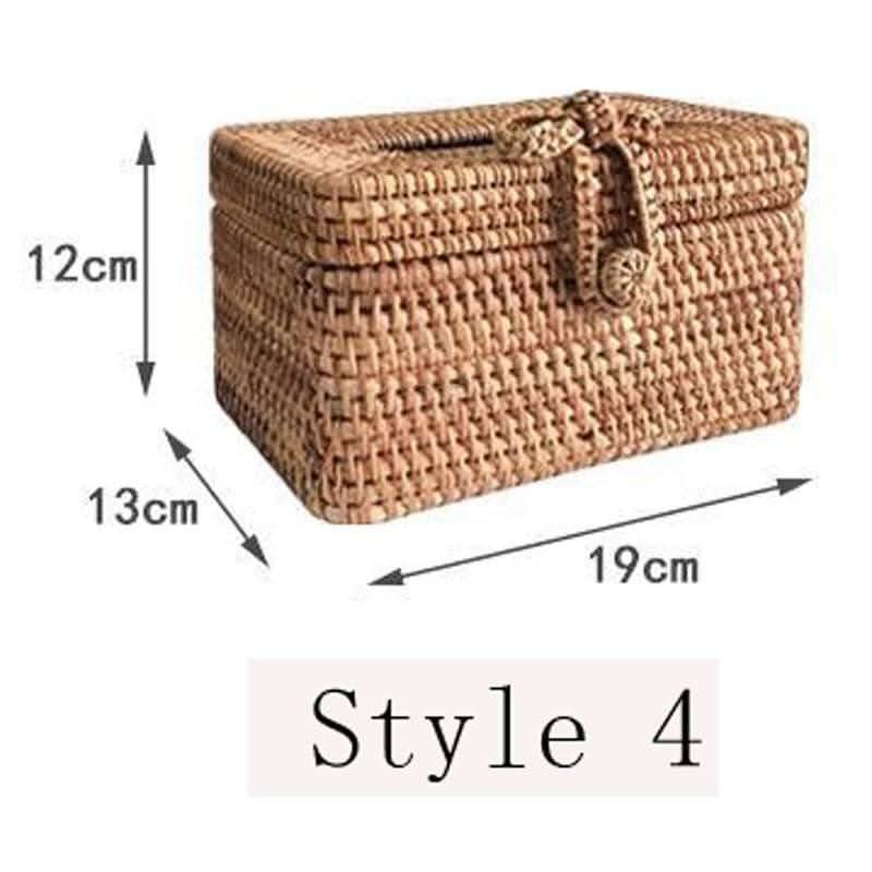 Meridielle Rustic Tissue Holder Made of Rattan Bamboo Wood Design