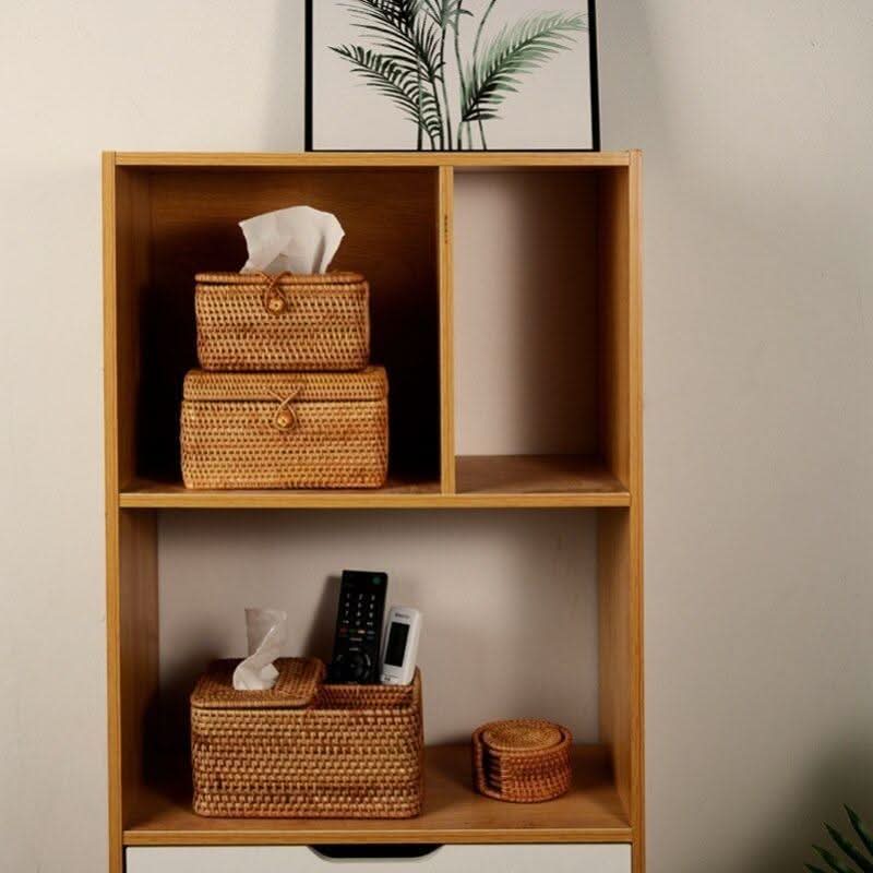 Meridielle Rustic Tissue Holder Made of Rattan Bamboo Wood Design