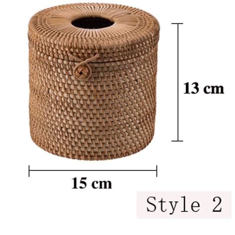 Meridielle Rustic Tissue Holder Made of Rattan Bamboo Wood Design