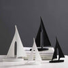 LORIANA Elegant Coastal Art Resin Sailboat Sculpture White Black