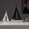 LORIANA Elegant Coastal Art Resin Sailboat Sculpture White Black
