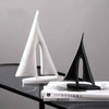 LORIANA Elegant Coastal Art Resin Sailboat Sculpture White Black