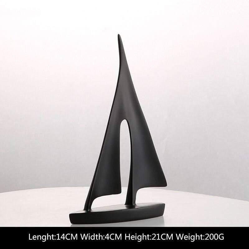 LORIANA Elegant Coastal Art Resin Sailboat Sculpture White Black
