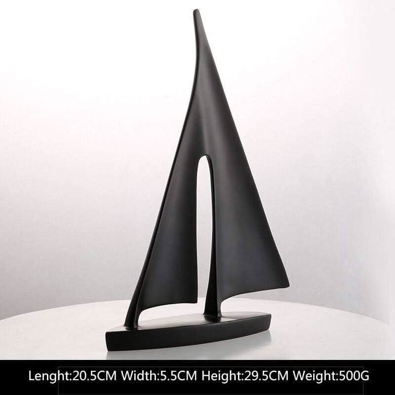 LORIANA Elegant Coastal Art Resin Sailboat Sculpture White Black