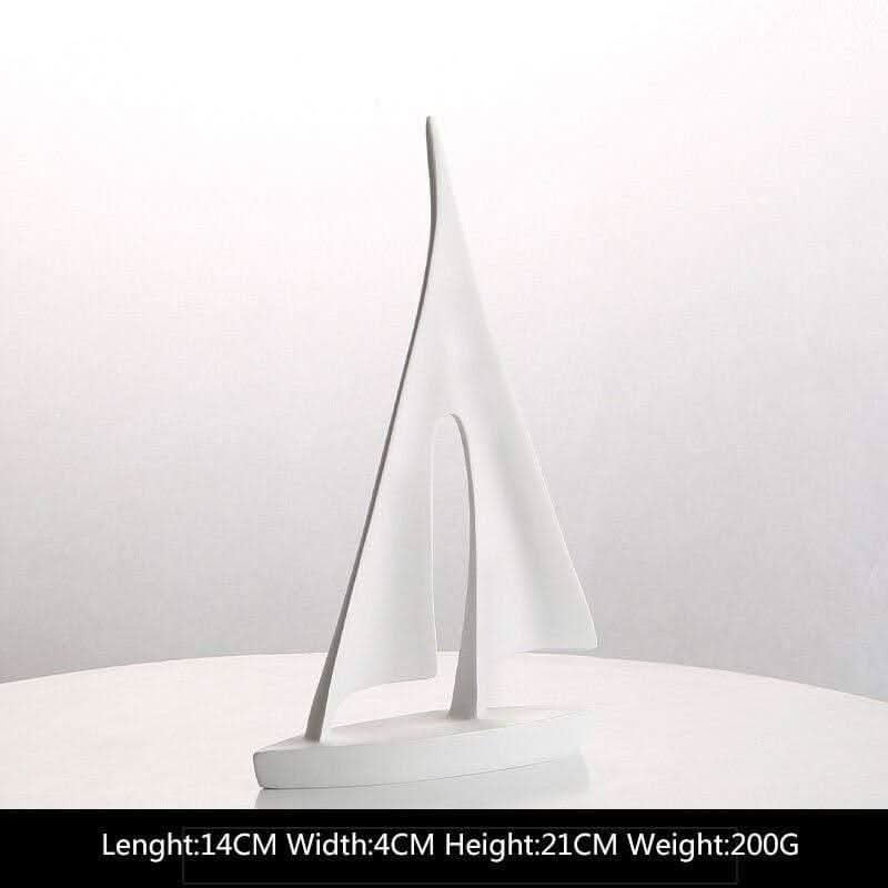 LORIANA Elegant Coastal Art Resin Sailboat Sculpture White Black