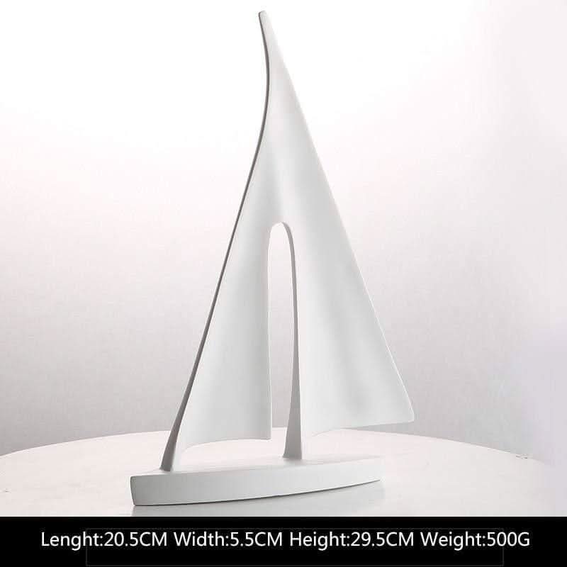 LORIANA Elegant Coastal Art Resin Sailboat Sculpture White Black