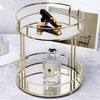 MIRIVELLE Makeup Mirror Organizer With Gold Frame And Cosmetic Storage Elegance