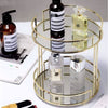 MIRIVELLE Makeup Mirror Organizer With Gold Frame And Cosmetic Storage Elegance