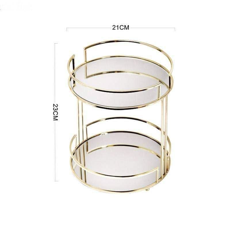 MIRIVELLE Makeup Mirror Organizer With Gold Frame And Cosmetic Storage Elegance