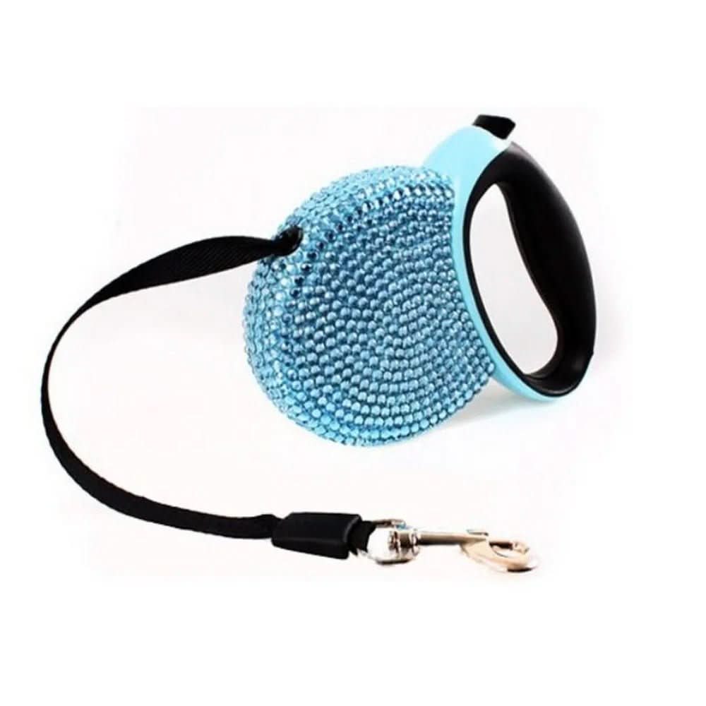 Chic Canin Leash - Glittering Dog Leash with Rhinestones and Retractable Feature for Small Dogs and Cats