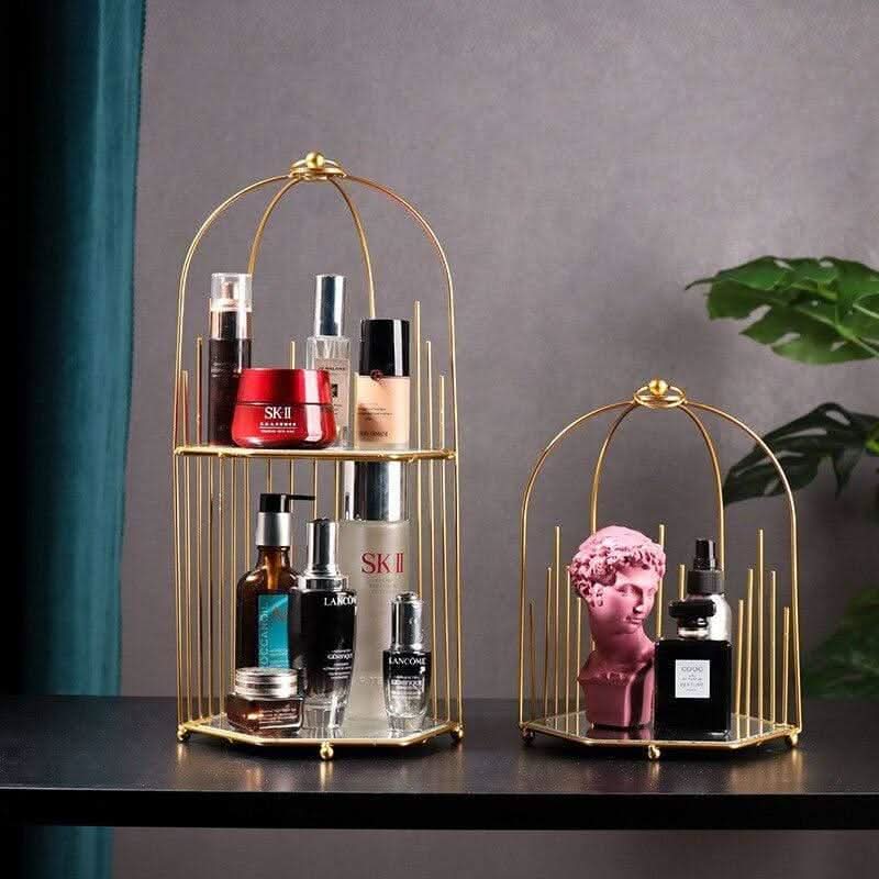 ARIVANA Gold Arch Cage Organizer Luxurious Storage For Home And Office
