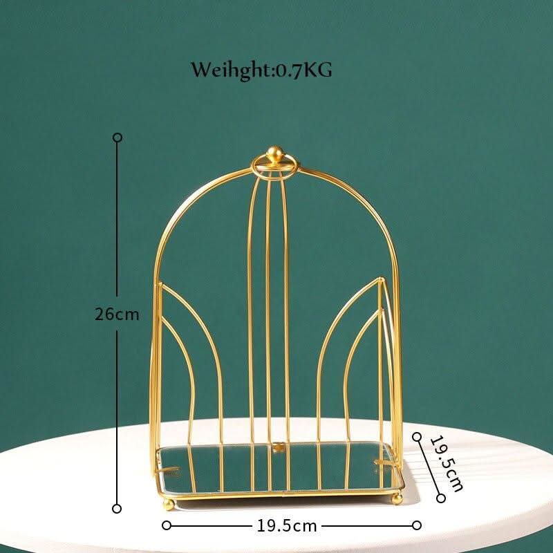 ARIVANA Gold Arch Cage Organizer Luxurious Storage For Home And Office