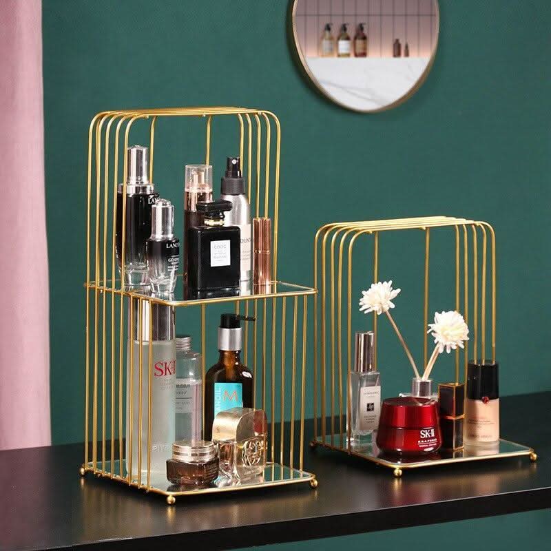 ARIVANA Gold Arch Cage Organizer Luxurious Storage For Home And Office