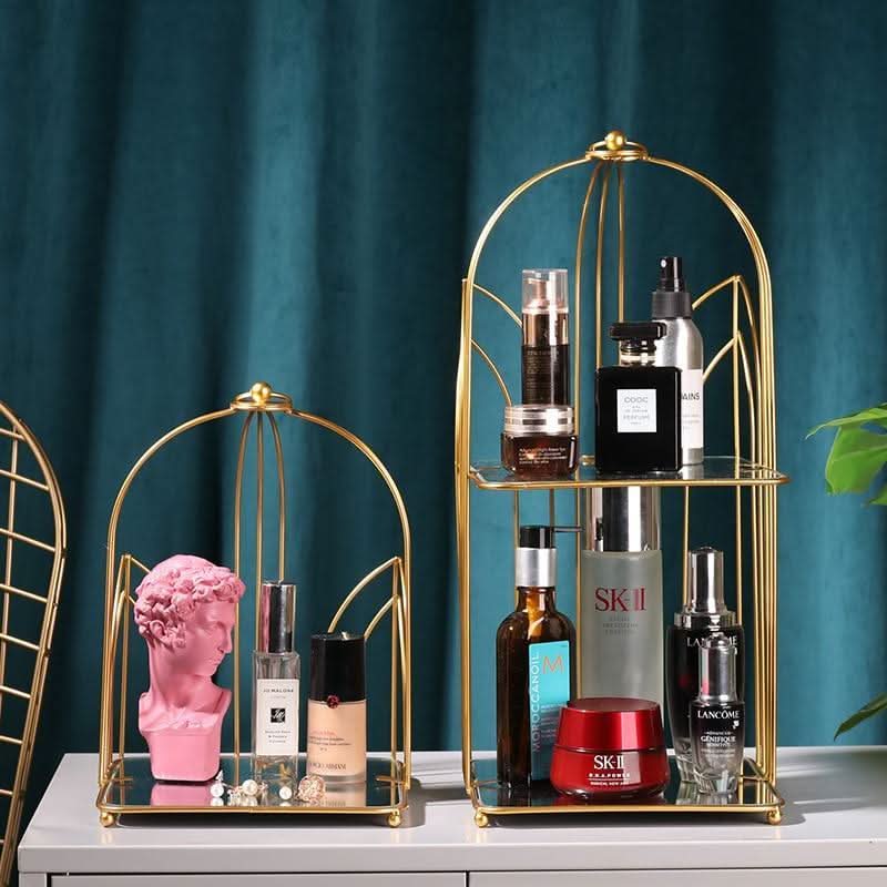 ARIVANA Gold Arch Cage Organizer Luxurious Storage For Home And Office