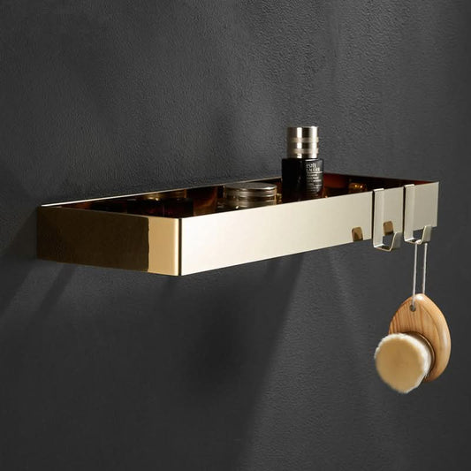 Shower Caddy - Gold Bathroom Shelf with Hooks
