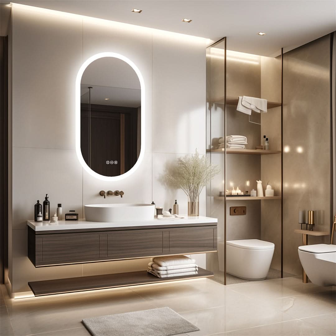 Mirona Illuminated Mirror Bathroom Modern Design Optimal Illumination