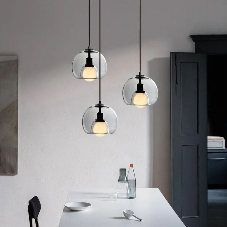 TALINN Pendant Light Glass Smoke Gray Clear Amber Adjustable Cable Dimmable