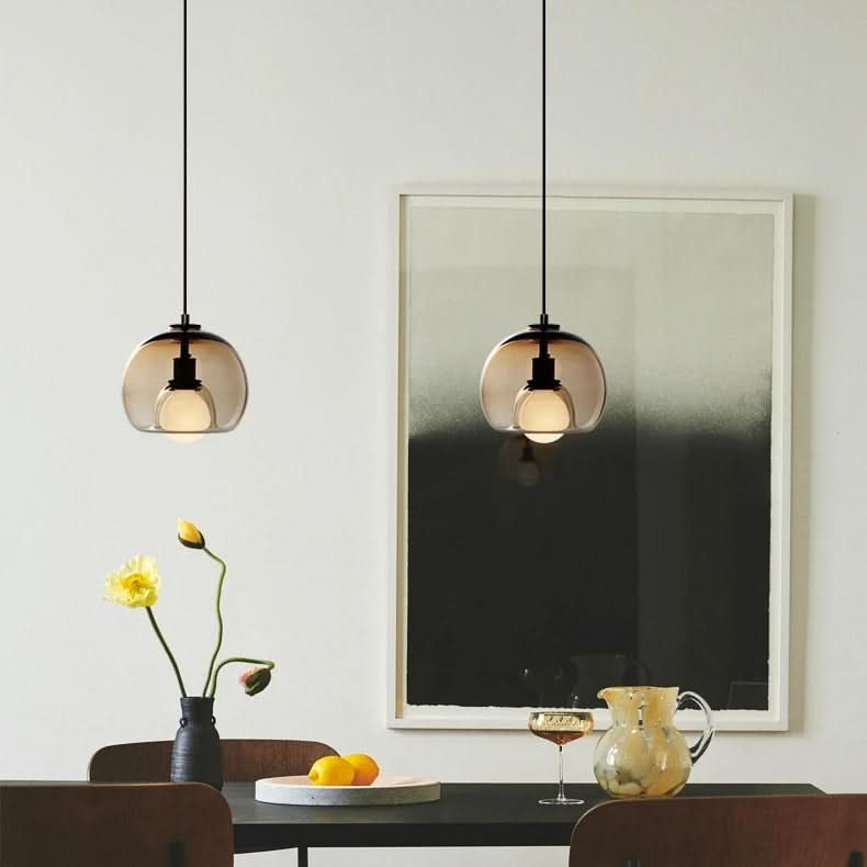 TALINN Pendant Light Glass Smoke Gray Clear Amber Adjustable Cable Dimmable