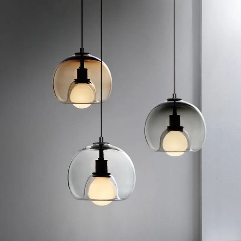 TALINN Pendant Light Glass Smoke Gray Clear Amber Adjustable Cable Dimmable
