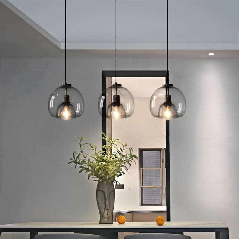 TALINN Pendant Light Glass Smoke Gray Clear Amber Adjustable Cable Dimmable