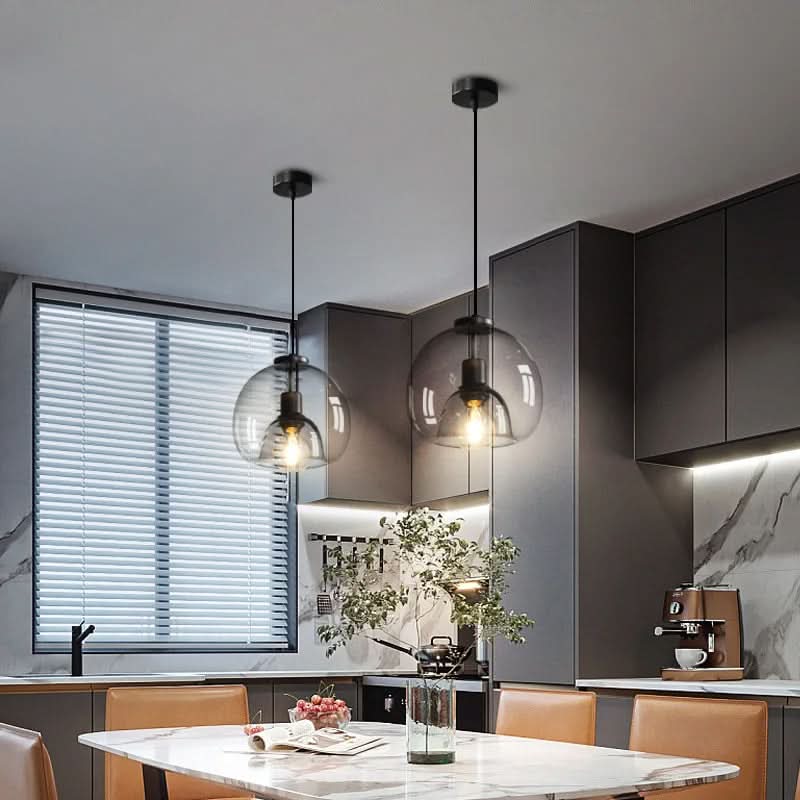 TALINN Pendant Light Glass Smoke Gray Clear Amber Adjustable Cable Dimmable