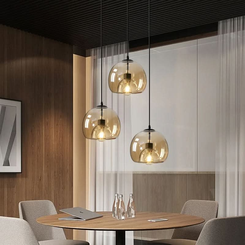 TALINN Pendant Light Glass Smoke Gray Clear Amber Adjustable Cable Dimmable