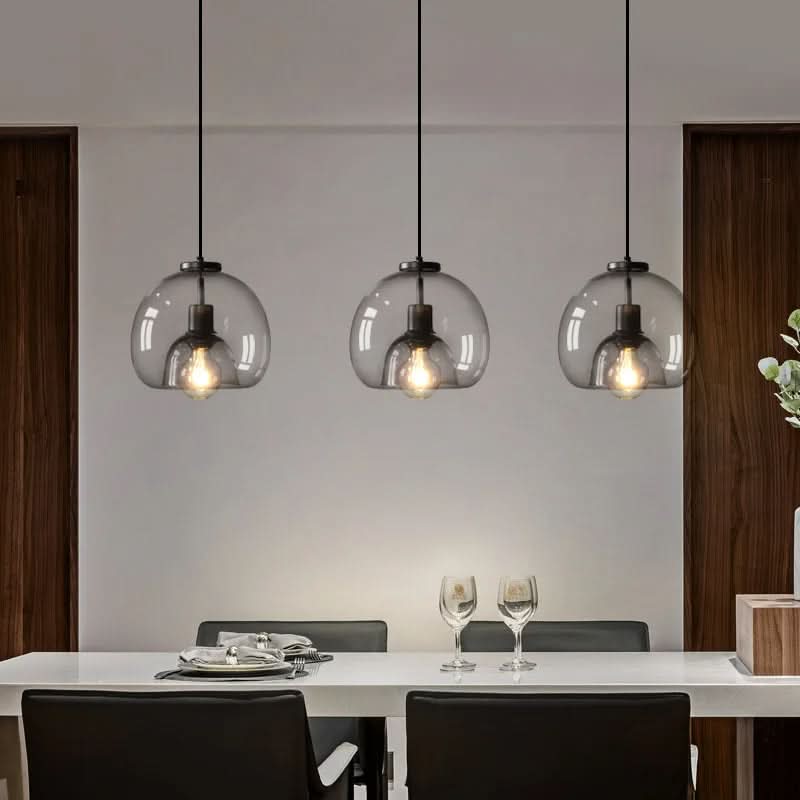 TALINN Pendant Light Glass Smoke Gray Clear Amber Adjustable Cable Dimmable