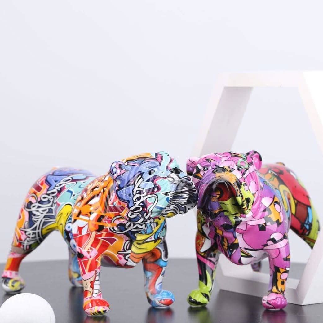 VALORISSA Urban Art Bulldog Figurine Made of Resin with Style for Rooms