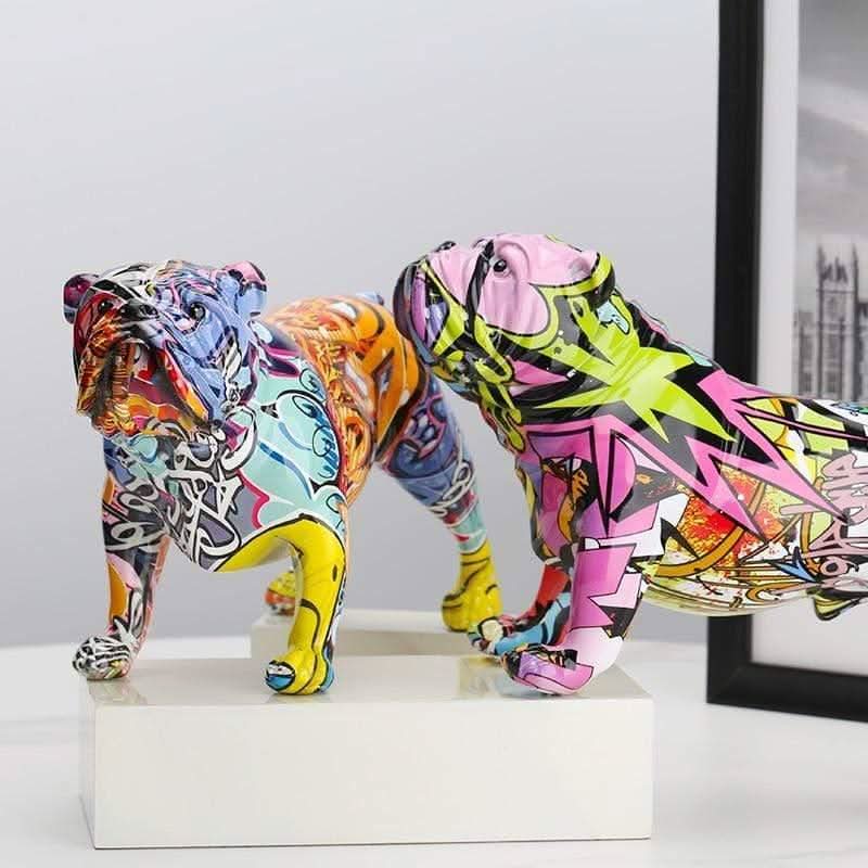 VALORISSA Urban Art Bulldog Figurine Made of Resin with Style for Rooms