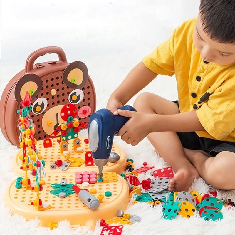 Small Builder's Tool Set – 203-Piece Construction Toy with Small Drill