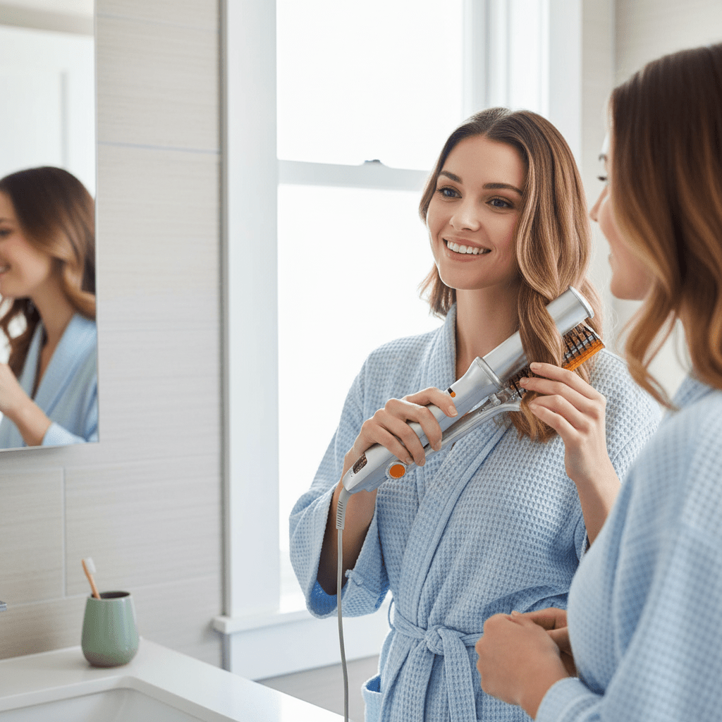 STYLEROTIC - 2-in-1 Rotating Hot Air Brush for Styling and Straightening