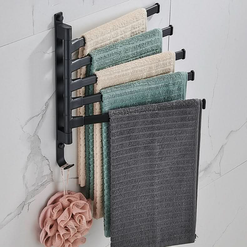 OrdnungRack 5-Arm Towel Rack - Space-Saving Towel Holder in Matte Black