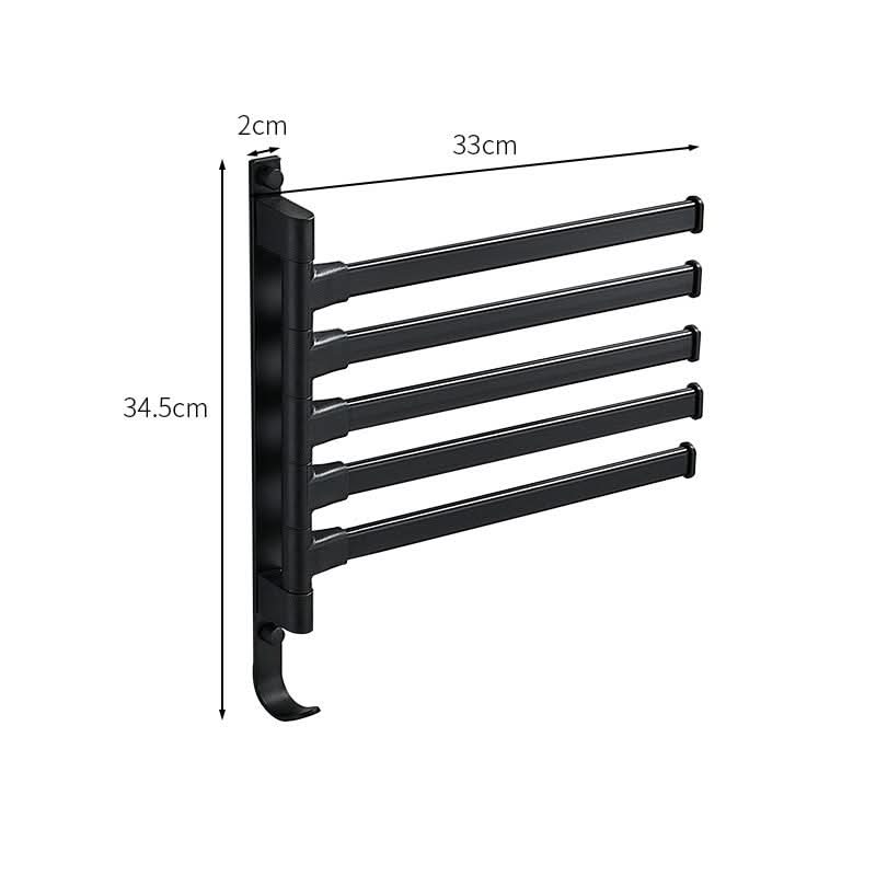 OrdnungRack 5-Arm Towel Rack - Space-Saving Towel Holder in Matte Black