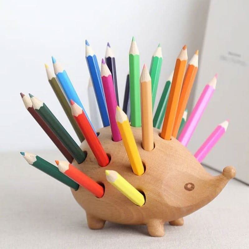 TERELYA Wooden Hedgehog Pencil Holder