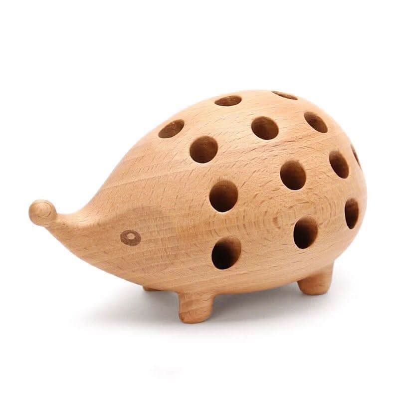 TERELYA Wooden Hedgehog Pencil Holder
